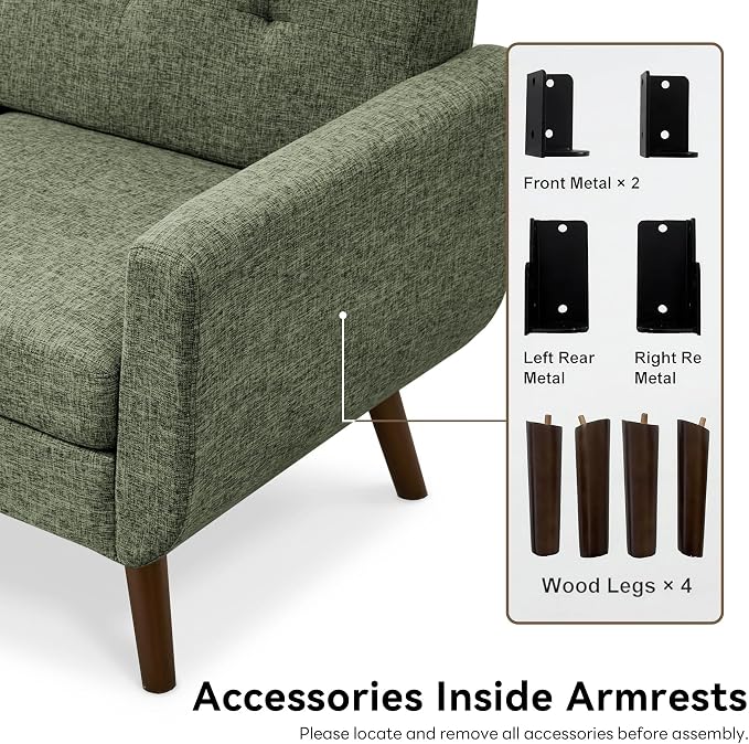 Tbfit 65" W Loveseat Sofa, Mid Century Modern Couches Love Seats - Image 8
