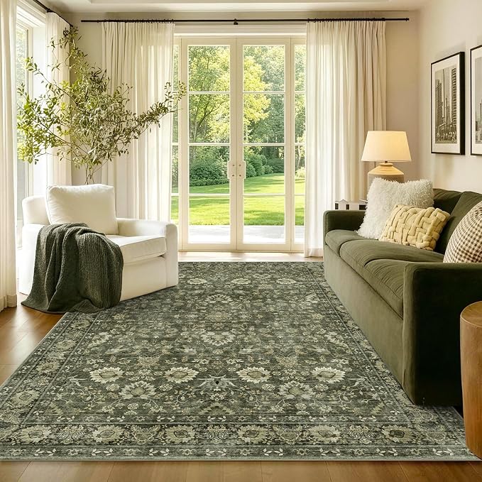 4x6 Ft Area Rugs for Living Room, Soft Non-Slip Machine Washable Rug, Vintage by Lo%CC%80utiRootHome