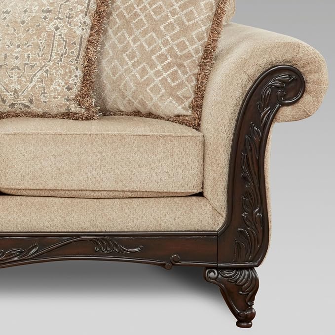 Hernen Carved Wood Frame Sofa - Image 6