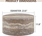 Round Coffee Table, 23.6" Modern Grey Faux Marble Drum Coffee Table, Round - Image 2
