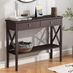 ChooChoo Console Table with Drawers, Narrow Wood Accent Sofa Table Entryway by ChooChoo