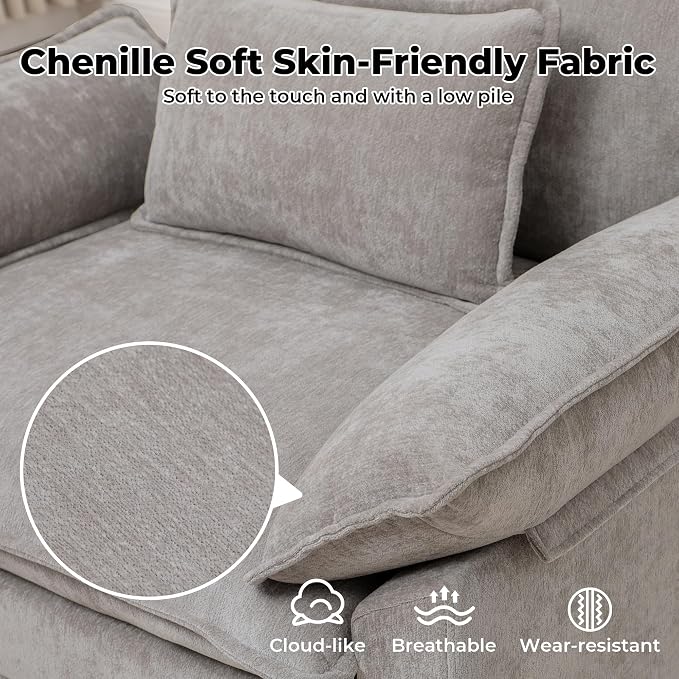 Oversized Accent Chair with Ottoman Set of 2, Upholstered Armchair with Extra - Image 4