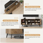 Smuxee Walnut TV Stand with Fluted Diamond Doors, 55.12" Mid Century Modern TV - Image 4
