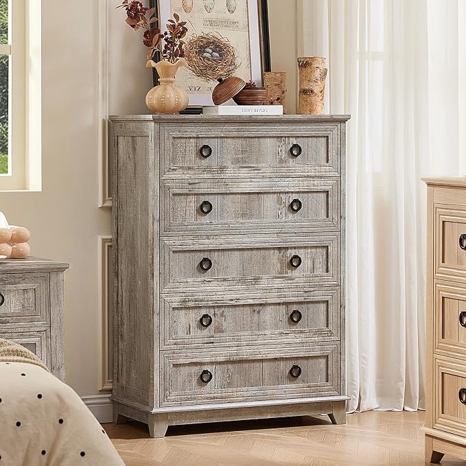 Joaxswe Farmhouse 5 Drawer Dresser - Image 8