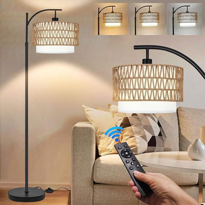 ZECOXOL Arc Floor Lamp for Living Room Boho Floor Lamps by ZECOXOL