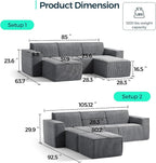 LINSY HOME Modular Sectional Sofa, Corduroy Sectional Cloud Couches - Image 2