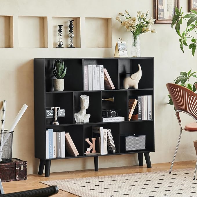 LEYAOYAO 10 Cube Bookshelf, 3 Tier Modern Wide Bookcase - Image 8