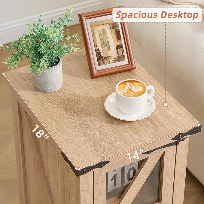 Joaxswe Narrow Night Stand for Small Spaces, Farmhouse Side End Table - Image 9