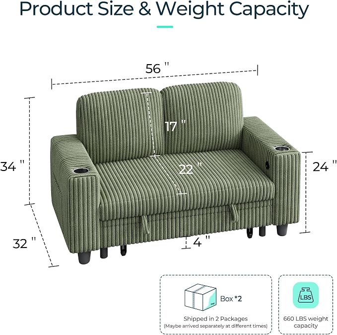 LINSY HOME Loveseat Sofa with Storage - Image 2