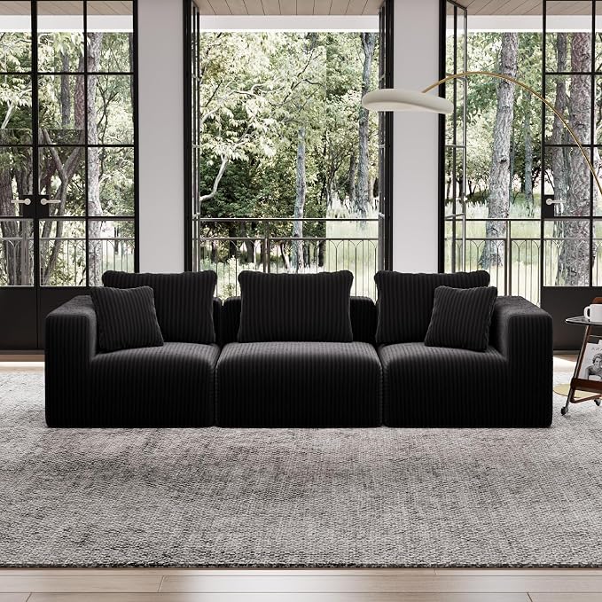 Avenco 106” 3-Seater Modular Sofa Couch, Individually Wrapped Coil Support & by Avenco