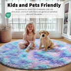 Rainbow Round Area Rugs 5ft, Soft Bedroom Circle Rug Mats - Image 4