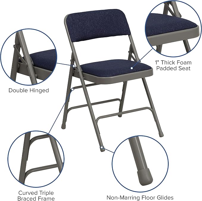 Flash Furniture 2 Pack HERCULES Series Curved Triple Braced & Double Hinged - Image 5