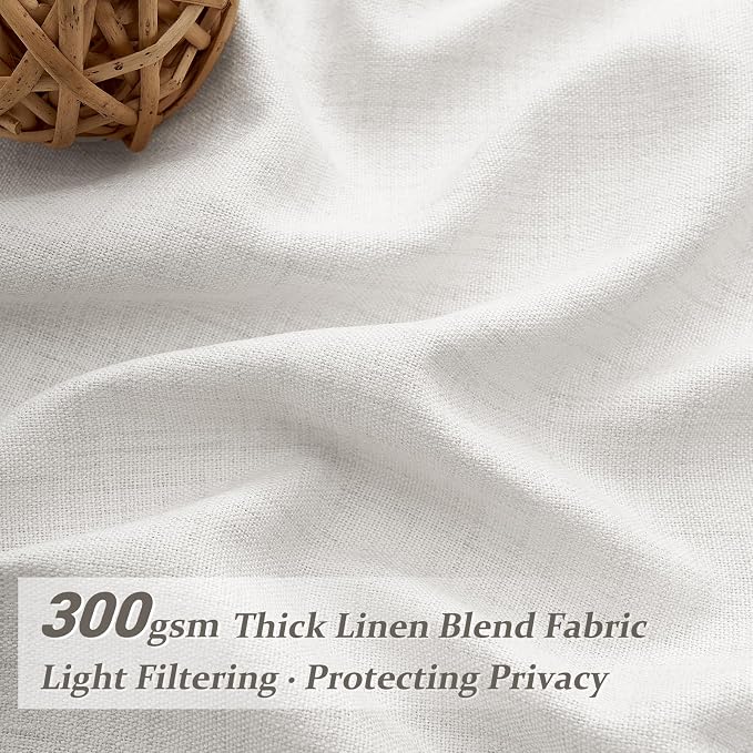 Beige White 60 Inch Wide Light Filtering Curtains 84 Inches Long - Image 2