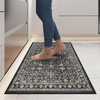 Grey Floral Hallway Runner Rug 2x5 - Image 2