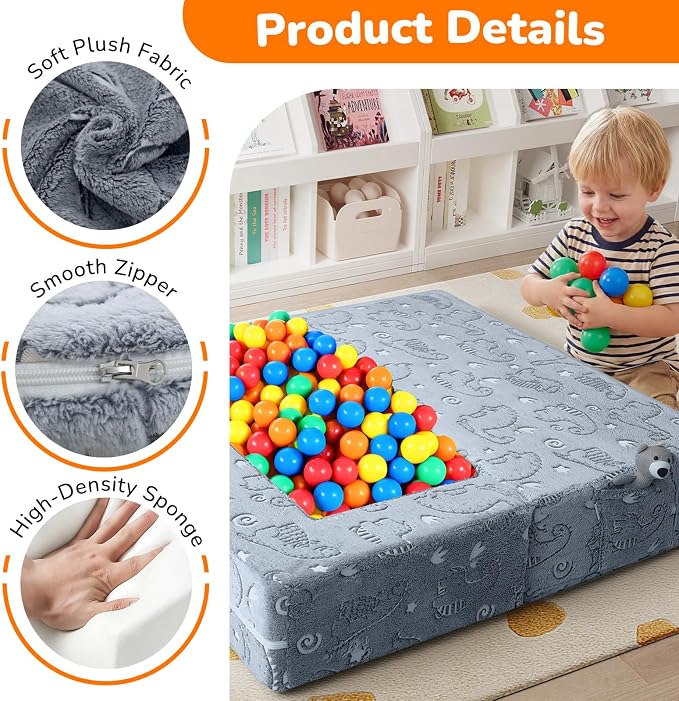 MeMoreCool Dinosaur Glow Foam Kids Play Couch Set, Machine-Washable Cover - Image 6