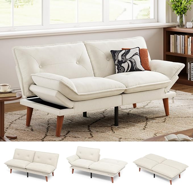 LINSY HOME Futon Sofa Bed, 3 in 1 Convertible Comfy Loveseat Sleeper Sofa Bed by LINSYHOME