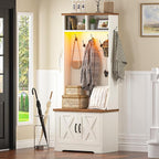 CSZZD Hall Tree with Bench and Shoe Storage, Entryway Bench with Coat Racks and - Image 9
