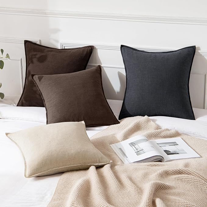 MIULEE Decorative Linen Lumbar Pillow Covers 12x20 Inch Reddish Brown | Boho - Image 4