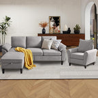 79" Convertible Sectional Sofa Set, Modern Linen Small L Shaped Couch - Image 9