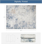 8x10 Washable Area Rugs for Living Room, Dining Room- Blue Beige | Modern - Image 2