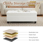 WUTUTUEE 51" Fabric Storage Ottoman Bench, Upholstered Rectangle End of Bed - Image 5