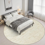 Round Area Rug Living Room: 4 ft Modern Washable Carpet Taupe | - Image 5