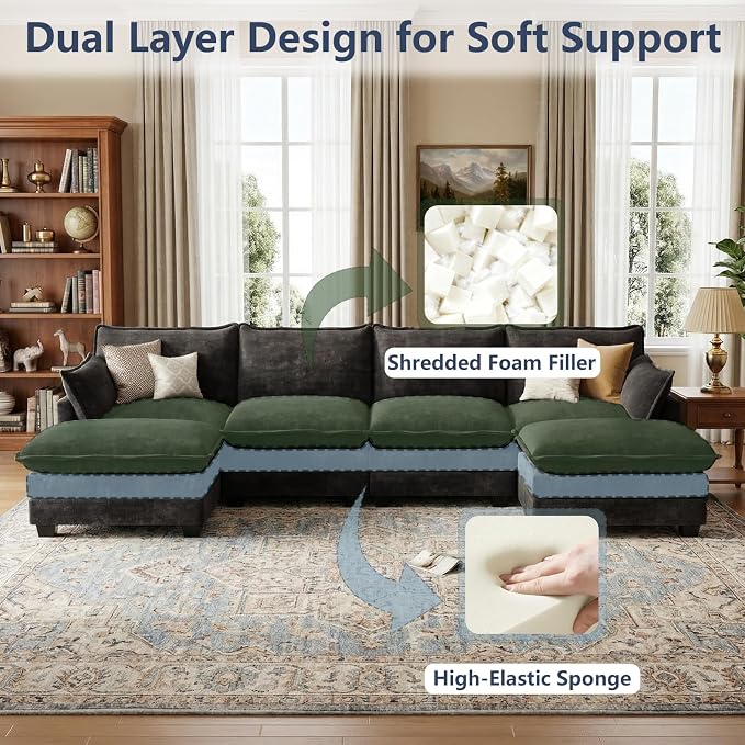 U Shaped Modular Sectional Sofa, Cloud Couch - Image 4