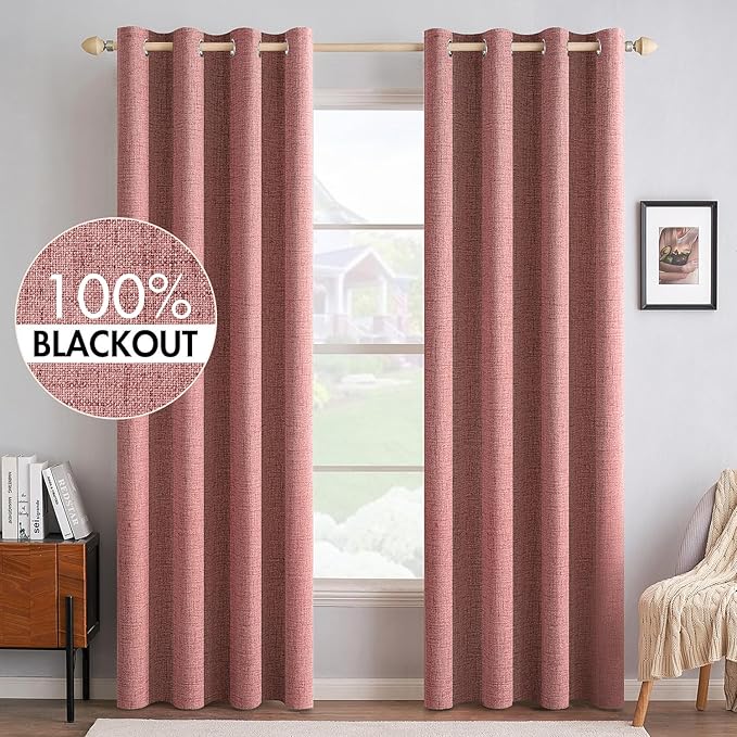 MIULEE 100% Blackout Linen Curtains by MIULEE