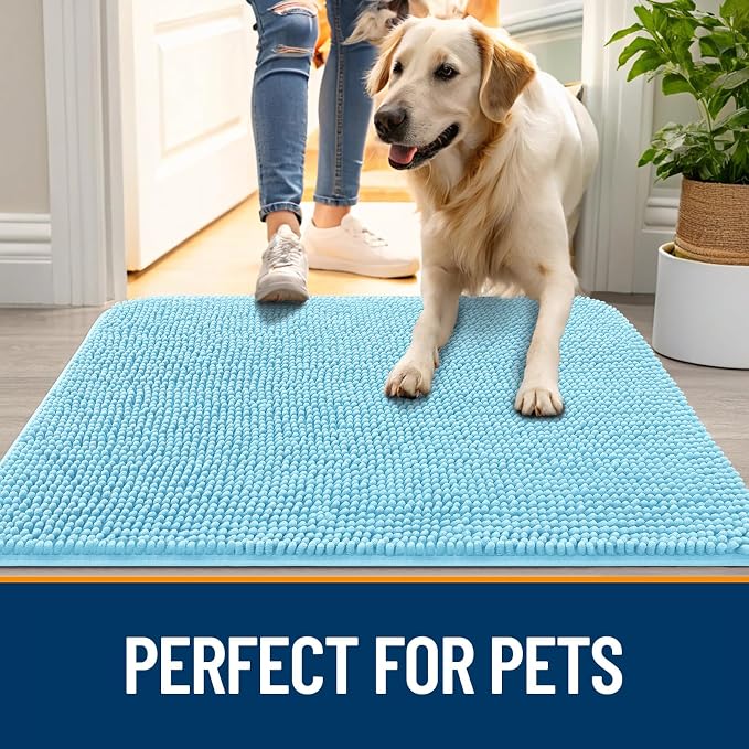OLANLY Dog Door Mat for Muddy Paws 44x24, Super Absorbent Chenille Mud Mat | - Image 6
