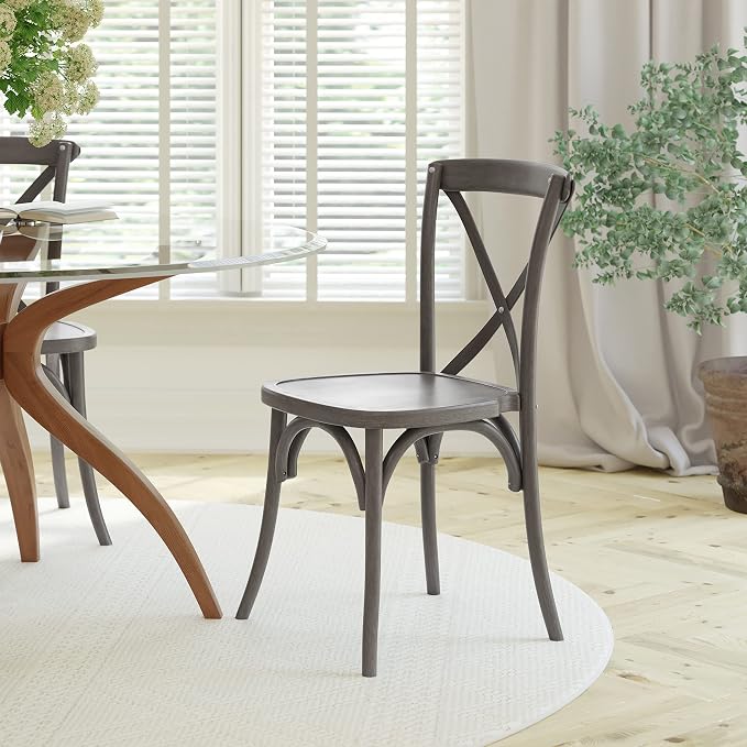 EMMA + OLIVER Grey X-Back Chair - Image 2
