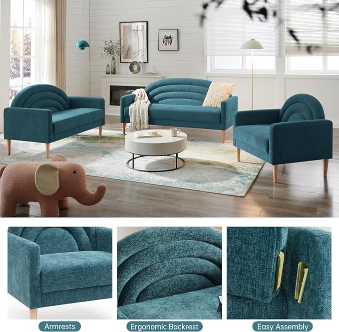 63" Small Loveseat Sofa for Small Spaces, Mid Century Modern Sofa, Linen - Image 8