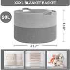 INDRESSME Extra Large Laundry Basket, Cotton Rope Blanket Basket - Image 3