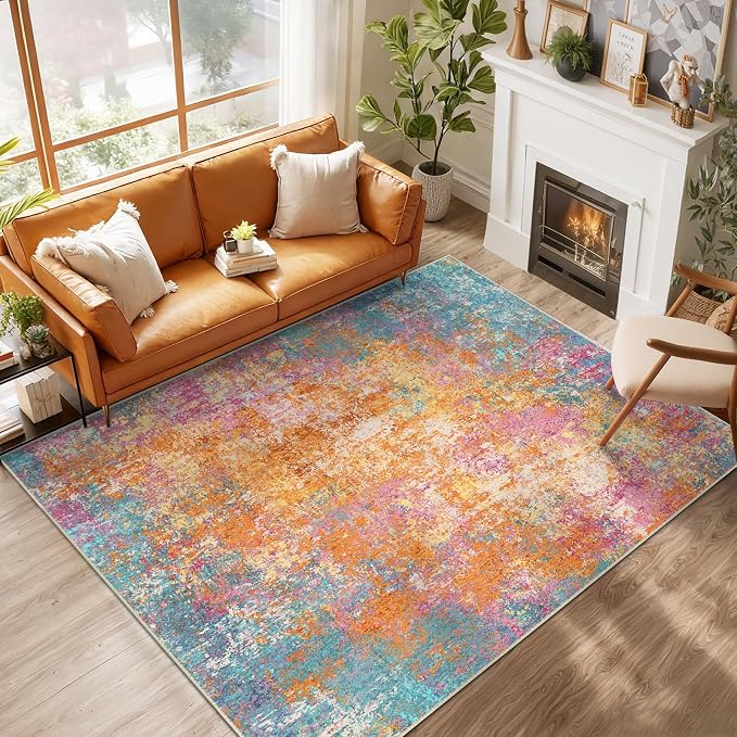 RELEANY Washable 10'x14' Abstract Area Rug by RELEANY