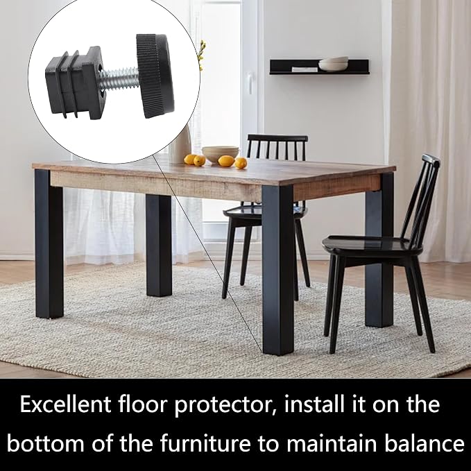 8Pcs Adjustable Leveling Feet 25 x 25mm Square Insert Kit Furniture Glide - Image 5