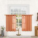 36 Inch Length Linen Semi Sheer Curtains by LAMIT