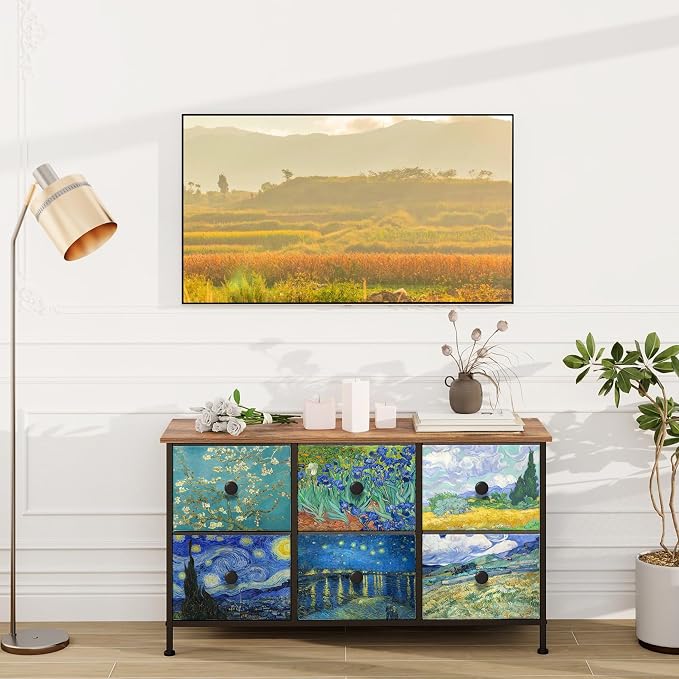 EXOTICA 6 Drawer Dresser for Bedroom Van Gogh Chest of Drawers Wide TV Stands - Image 7
