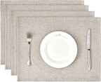 BALCONY & FALCON Placemats Set of 4 Faux Linen Cloth Place Mats Washable by BALCONYFALCON