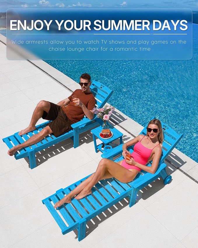 Patio Chaise Lounge Chair Set of 4, Oversize Lounge Chairs - Image 3