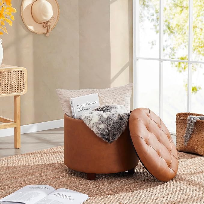 Ornavo Home Round Storage Ottoman - Image 3