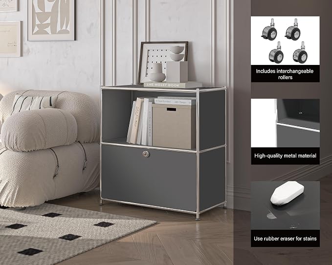 32.5-Inch Flip-Top Side Table & Buffet Cabinet - Image 4