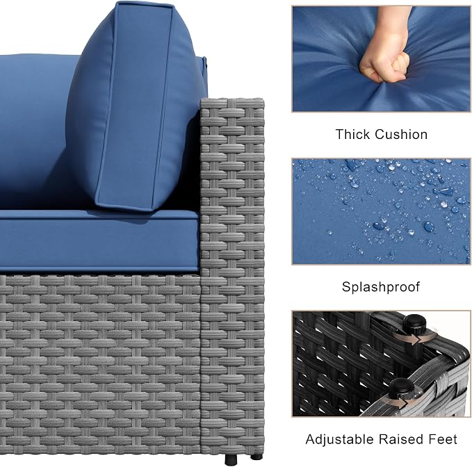 7-Piece Outdoor Patio Furniture Set, Modular PE Rattan Sectional Sofa - Image 5