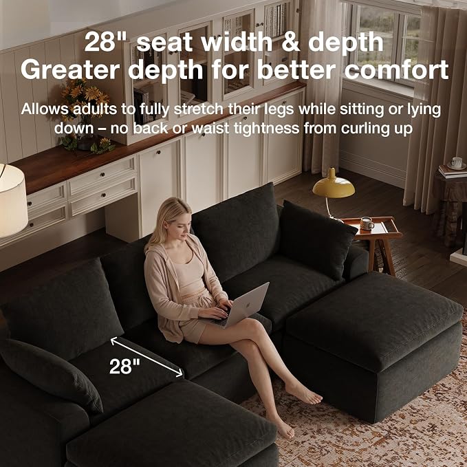 Novilla 104.3" Modular Cloud Couch, Modern Sectional Sofa - Image 15