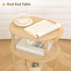 MaxSmeo End Table with Charging Station, Small Oval Side Table - Image 7