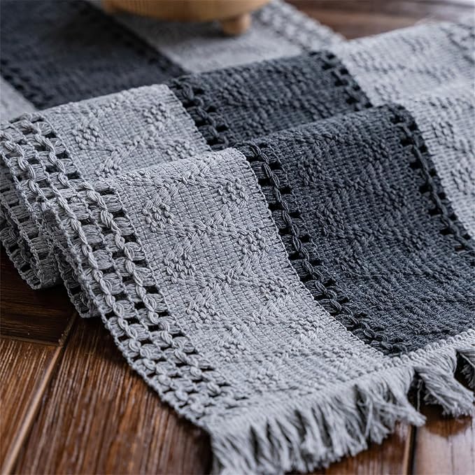 Macrame Table Runner Grey Boho Table Runners by AlynsehomCreateaBetterLife