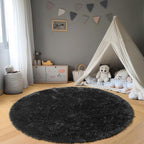 Black Round Area Rug 4ft, Soft Bedroom Circle Rugs Floor Mats - Image 6