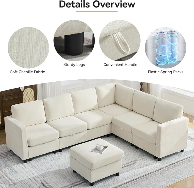 104'' V Shaped Modular Sofa, Sectional Couch - Image 5