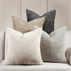 Volcanics Boho Throw Pillow Covers 18x18 Set of 4, Neutral Chenille Decorative by Volcanics