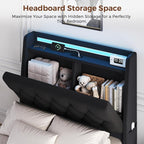 Twin LED Velvet Bed Frame with 2 Storage Drawers&Hidden Headboard, Upholstered - Image 3