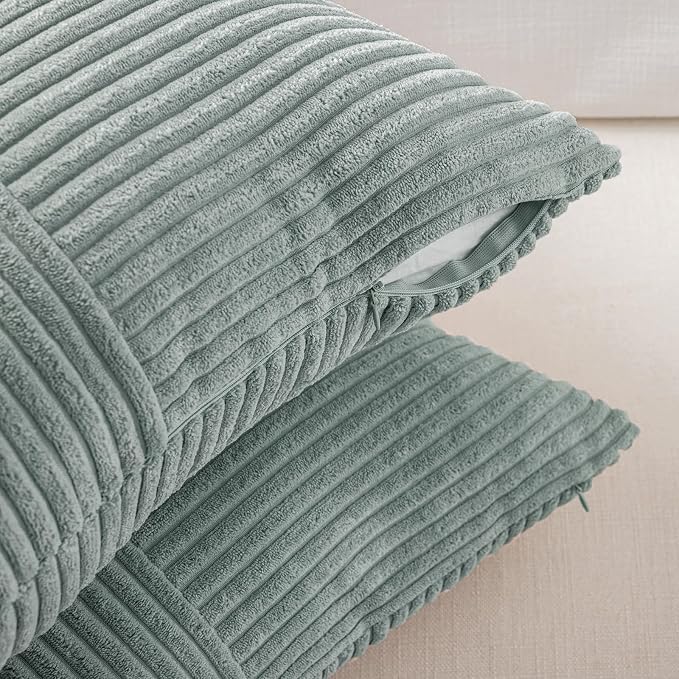 Fancy Homi 2 Packs Grey Blue Long Lumbar Decorative Throw Pillow Covers 12x24 - Image 4