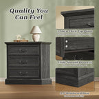 Huuger Nightstand with Charging Station, 3 Drawer Night Stand, 22 Inch Wider - Image 8